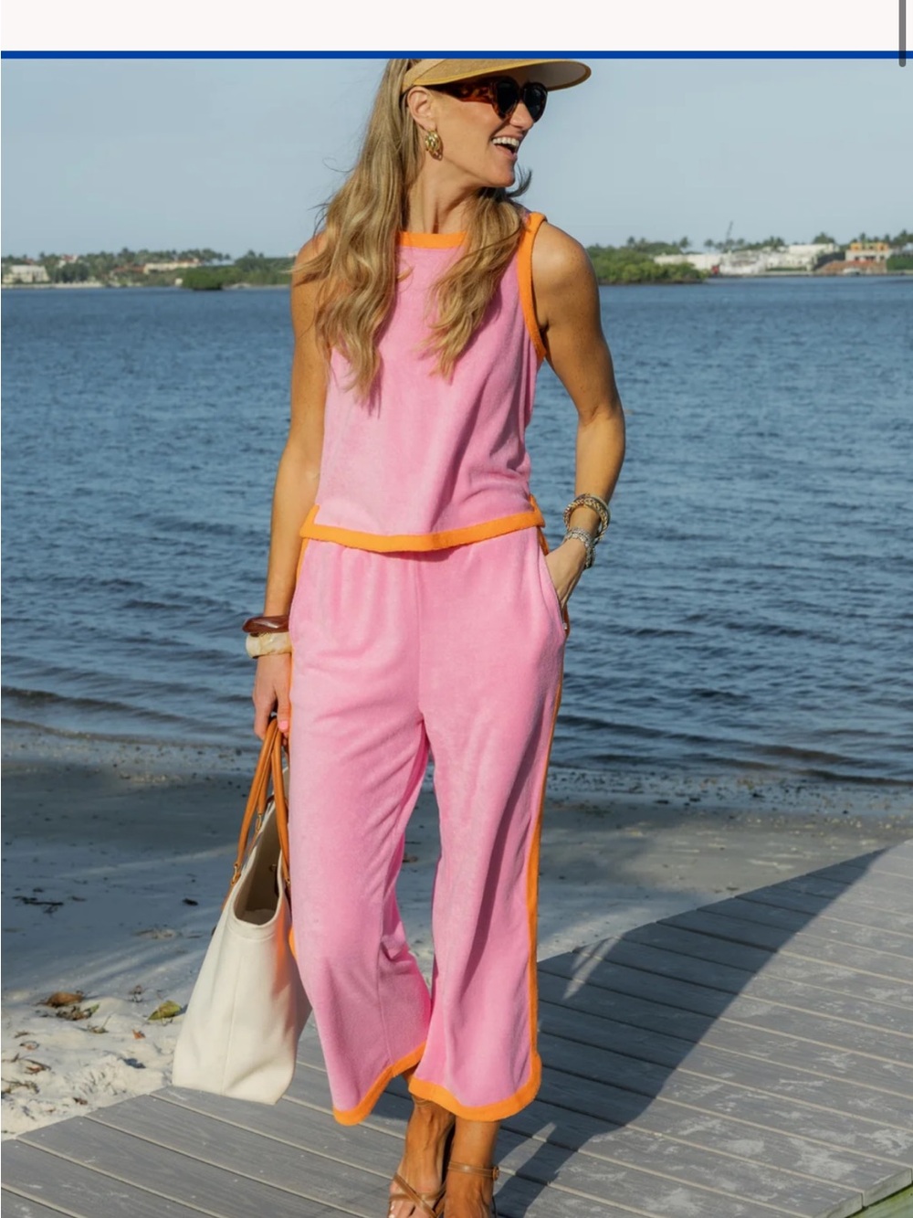 Addison Bay Pink Set with Orange Trim